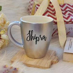 Unbreakable Metallic Mug with Customisable Name - Set of 1