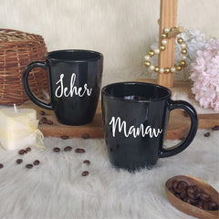 Unbreakable Mug with Customisable Name - Set of 2 Black