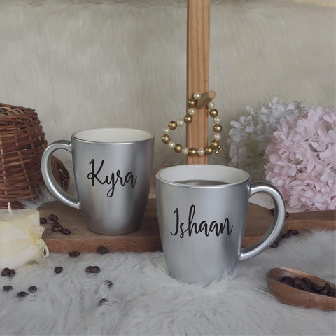 Unbreakable Mug with Customisable Name - Set of 2 Silver