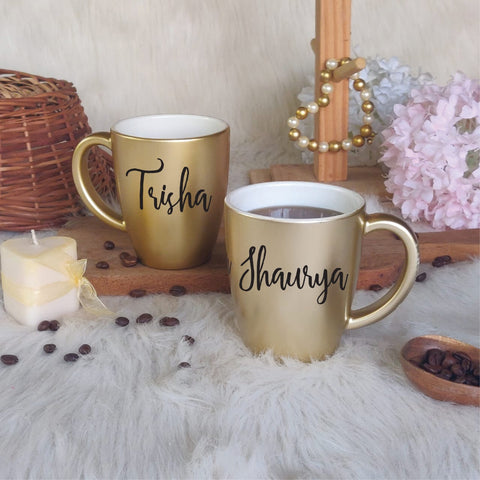 Unbreakable Mug with Customisable Name - Set of 2 Gold