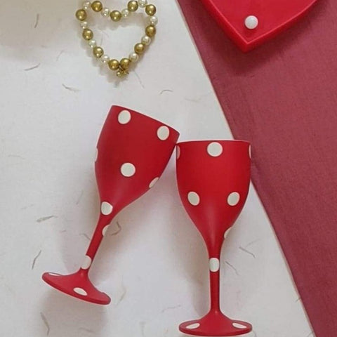 Non Breakable Wine Glass  - Red & White Polka Dot