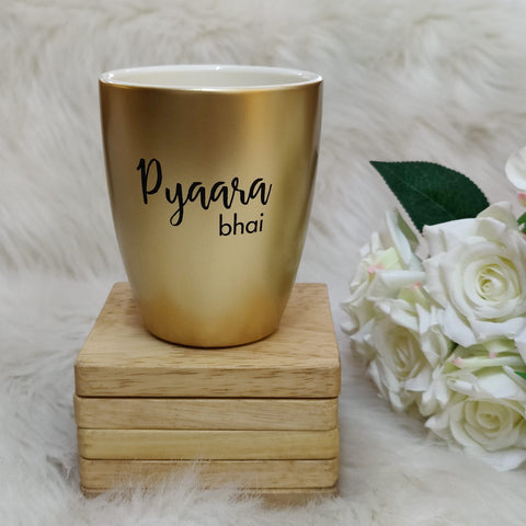 Unbreakable Golden Coffee Mug, Set of 1, Rakhi Special- Pyaara Bhai
