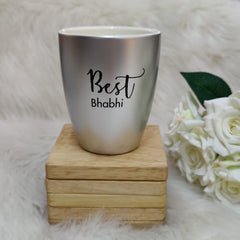 Unbreakable Silver Coffee Mug, Set of 1, Rakhi Special- Best Bhabhi