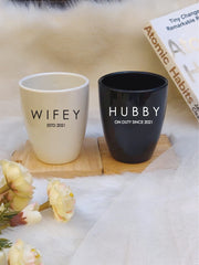 UNBREAKABLE COUPLE MUGS- HUBBY & WIFEY