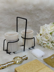 Unbreakable Cutting Chai Cups with Stand - Set of 2 - Morning Hues