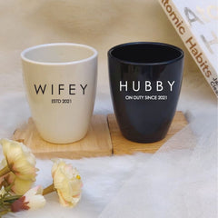 UNBREAKABLE COUPLE MUGS- HUBBY & WIFEY