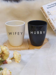 UNBREAKABLE COUPLE MUGS- HUBBY & WIFEY