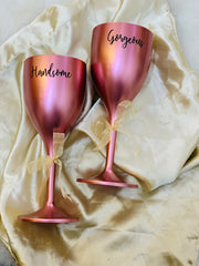 Non Breakable Couple Wine Glass Gift Set - Handsome & Gorgeous Wine Glasses - Set of 2 - Rose Gold