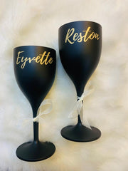 Unbreakable Wine Glass with Customisable Name - Set of 2 Black