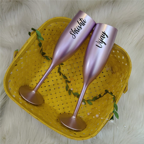 Unbreakable Champagne Flutes with Customisable Name - Set of 2 Lilac