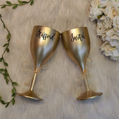 Unbreakable Wine Glass with Customisable Name - Set of 2 Gold
