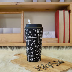 Designer Cup by Chirpy Cups with coffee & sipper lids - Doodle Art