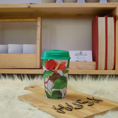 Designer Cups by Chirpy Cups with coffee & sipper lids - Tulip Green