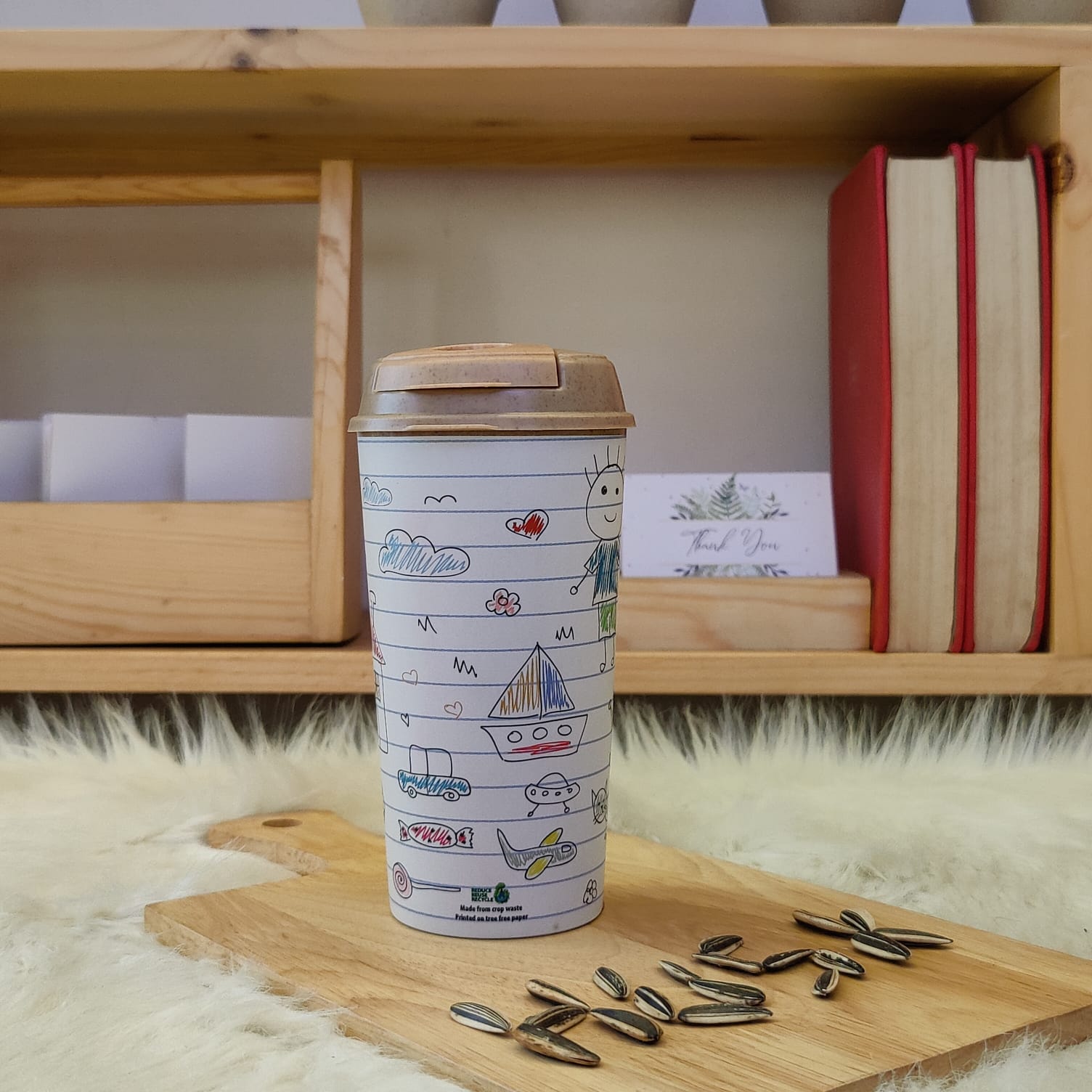 Designer Cup by Chirpy Cups with coffee & sipper lids -Childhood
