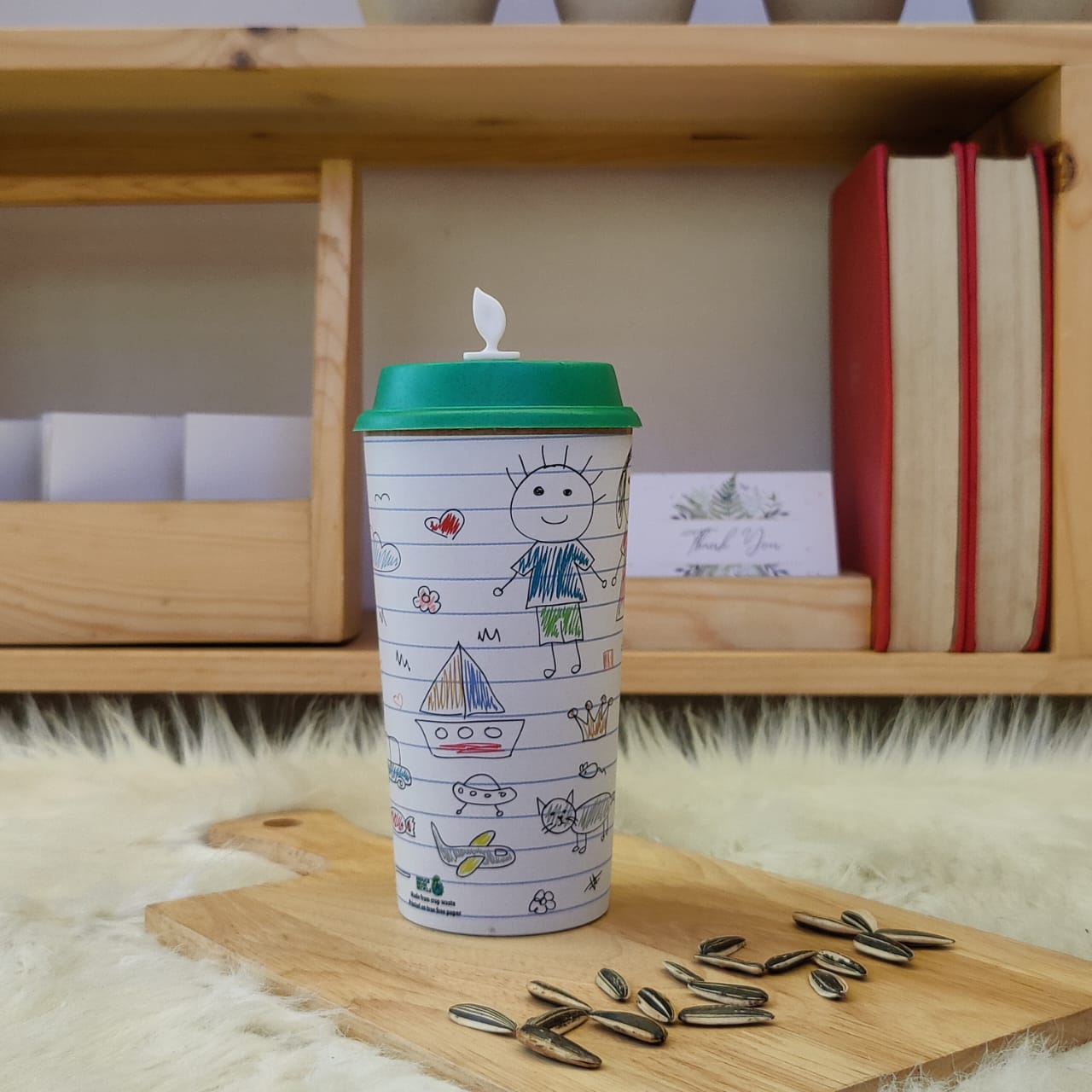 Designer Cup by Chirpy Cups with coffee & sipper lids -Childhood