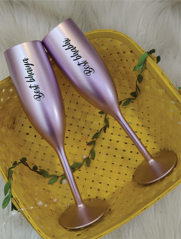 Unbreakable Champagne Flutes with Best Bhaiya & Best Bhabhi - Set of 2 Lilac