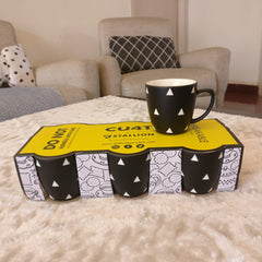 Unbreakable black and white designer tea cups (Set of 6) - The Black & White Collection