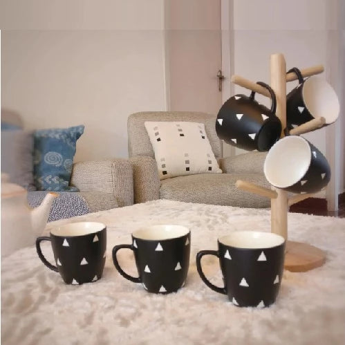 Unbreakable black and white designer tea cups (Set of 6) - The Black & White Collection