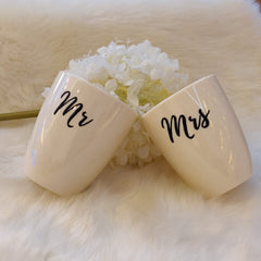 Unbreakable Mr & Mrs white couple mugs (Set of 2)