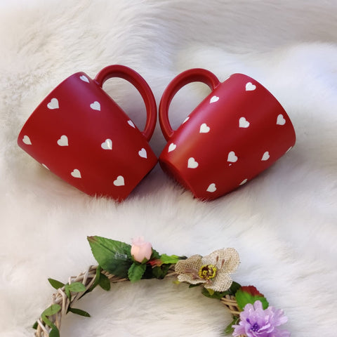 Unbreakable red couple mugs with heart pattern (Set of 2)