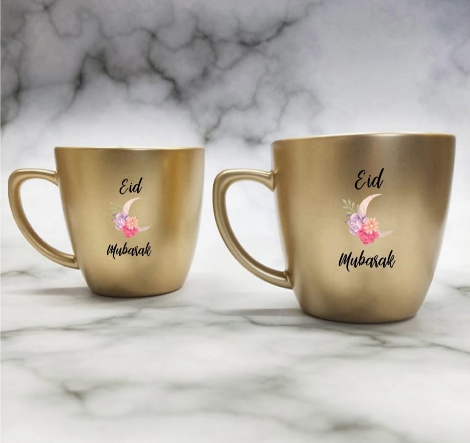 Unbreakable Eid golden tea cups set of 2